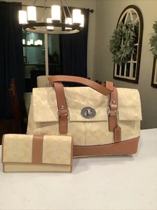 Coach Signature Hampton Umhängetasche Gelb Tasche F13070 & Geldbörse Neu - Bild 1 von 18