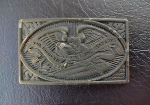 1976 Bicentennial 2nd Amendment Gun Rights Brass Belt Buckle - Bild 1 von 2