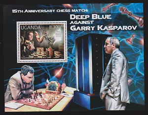 M 561) Uganda 2012 ** Block: Chess Schach Uhr clock, Deep Blue - Garry Kasparov - Imagen 1 de 1