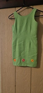 Maggie Breen Vintage Retro Green Jumper Dress Girls Size 7. Embroidered Made USA - Picture 1 of 5
