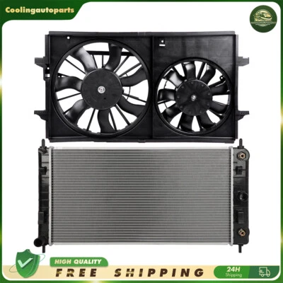 Radiator & Radiator Condenser Cooling Fan Assembly For 2008-12 Chevrolet Malibu - Imagem 1 de 4