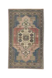 Oriental Hand Knotted Vintage Turkish Mini Rug 1'11" x 3'2" #8743 - Picture 1 of 5