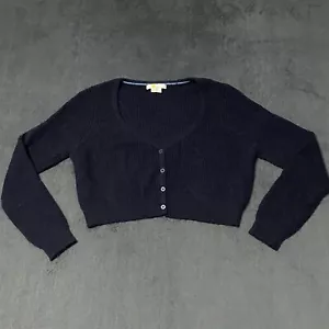 Boden Cropped Cardigan Womens S Blue Fluffy Wool Blend Button Front Sweater - Picture 1 of 4