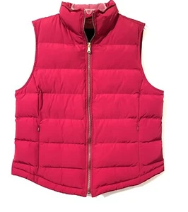 Talbots Puffer Vest Womens Petite M Red Full Zip Outerwear Pockets - Picture 1 of 7