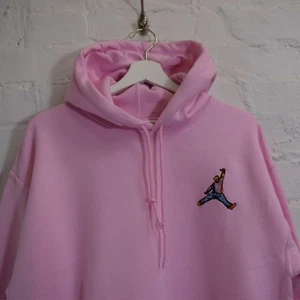 Biggie x Jordan Mic Slam Dunk HipHop Notorious BIG Pink Hooded Sweatshirt Hoodie - Picture 1 of 3