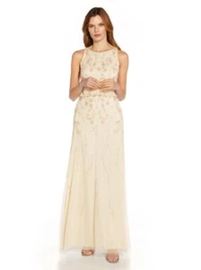 Adrianna Papell Studios Cream Embellished Blouson Maxi Dress Size 16 BNWT - Picture 1 of 4