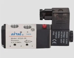 1x 4V210-08 Valvola Direzionale Elettromagnetica Valvola Aria Due Cinque Vie AC220V Parte - Foto 1 di 3