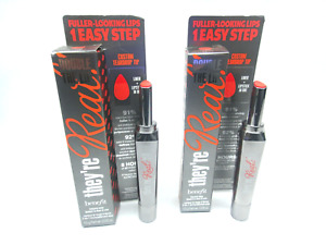 2Pc Benefit Theyre Real Double the Lip Lipstick & Liner In One FLAME GAME 0.05oz
