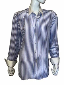 Polo Ralph Lauren gestreiftes Langarmhemd aus Seide mit Knopfleiste Größe 8 - Bild 1 von 6