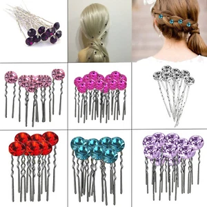 Pearl Hair Pins Silver Diamante Crystal Clips Prom Wedding Bridal Party 5-40pcs - Picture 1 of 46