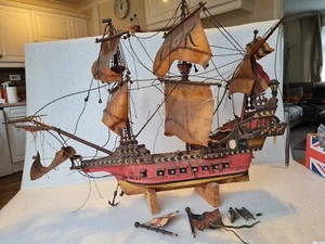 Großes antikes handgefertigtes Kriegsgaleonenschiff aus Holz - Maritim/Maritim - Bild 1 von 2