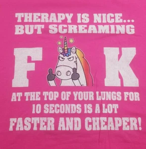 Therapy Nice Screaming F**K Is Faster Cheaper Shirt Tee TShirt Pink 5XL Funny - Picture 1 of 4