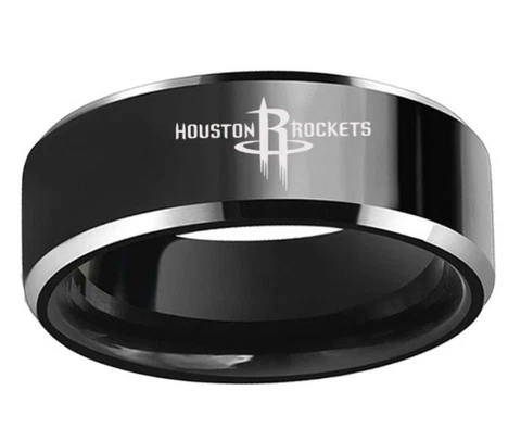 New Houston Rockets Black Stainless Steel Engraved Ring Sizes 9 10 11 Cover