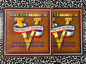 1995 U.S. WWII 50th Anniversary Comm. Coin & Victory Medal Mint Set Lot#BG257