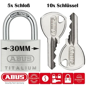 5x ABUS Titalium Vorhangschloss 30MM Gleichschließend Bügelschloss 64TI Schloss - Picture 1 of 4