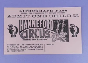 Vintage c1950s Unused Hanneford Circus Lithograph Pass Tickets - Picture 1 of 1