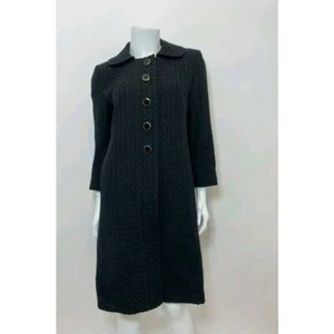 MILLY Basketweave cotton coat in black with gold accents size 8 - Picture 1 of 14