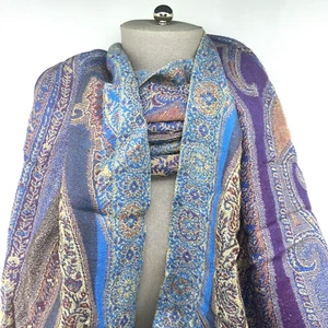 Collection Eighteen Rayon-Polyester Paisley Multicolor Fringe Pashmina 68"x22" - Picture 1 of 8