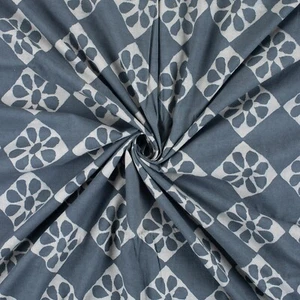 Indian Kashish Hand Block Print 100% Cotton Running Craft Grey Dress Fabric Yard - Picture 1 of 4