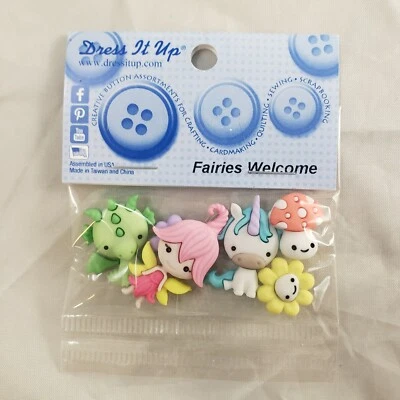 Fairies Welcome Buttons Jesse James Dress It Up #9358 - Image 1 of 4