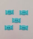 5 blue bow shaped resin buttons 15 mm