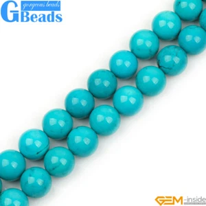 Cuentas redondas de piedras preciosas azul turquesa estable envío gratuito 15" 4mm 6mm 8mm 10mm - Imagen 1 de 46