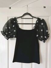 New Look Puff Sleeve Black Top Size 12