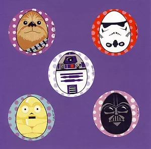15 Star Wars Easter Large Stickers - Party Favors - Chewbacca, R2D2, Darth Vader - Picture 1 of 1
