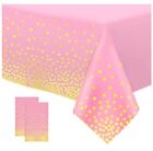 Pink Polka Dot PVC, Vinyl Table Cloth, Wipe Clean, Reusable, 2 Pack, 274 x 137cm