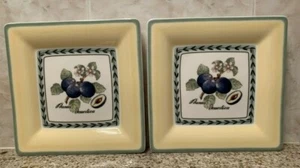 R*Villeroy&Boch French Garden Square Shape Prunus Domestica set of 2Salad Plates - Picture 1 of 5