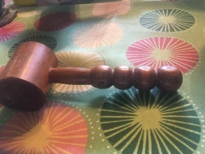 Vintage 8.5"WEIRD  Turned Wood Wooden  Gavel- NOB HANDLE - Picture 1 of 2