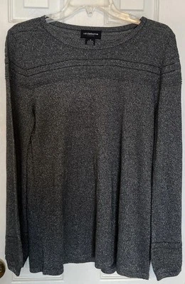 Suéter feminino Liz Claiborne Career prata metálico prata carvão médio 114186 - Imagem 1 de 4