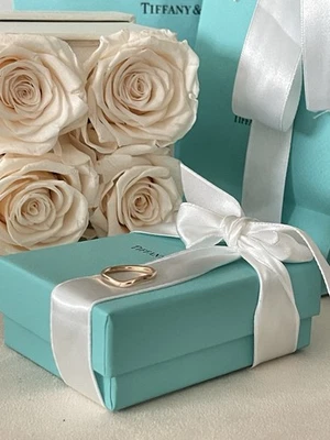 Anillo Tiffany & Co. Elsa Peretti en oro rosa 1 diamante talla 5 NUEVO $1150 Foto 1 de 4