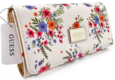 GUESS ABREE LARGE ORGANISER WALLET CLUTCH PURSE Floral Logo • AUTHENTIC New BNWT - image 1 of 4