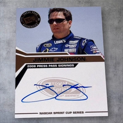 Jimmie Johnson PACK PULLED NASCAR HOFer signed card 2008 PRESS PASS SIGNINGS - Image 1 of 2