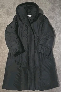 Larry Levine Women's Large Black Down Jacket Faux Fur Lined Hood - Picture 1 of 10