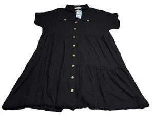 Brass & Roe by cts Midikleid schwarz Leinenmischung Stufen Gr. XXL NEU - Bild 1 von 9