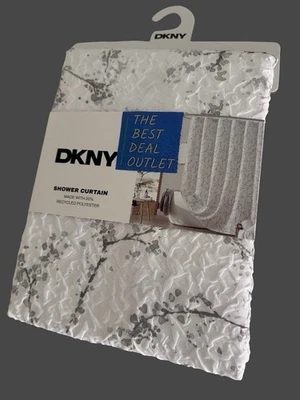 NIP DKNY 72" X 72" Cortina de Ducha Floral Gris Blanco Microescultura Fácil Cuidado Foto 1 de 4