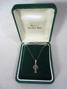 Vintage Blarney Woollen Mills Irish Celtic Cross Necklace 16" Sterling Silver - Picture 1 of 19