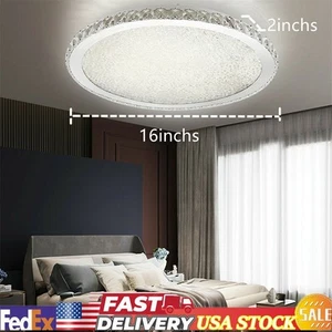Modern LED Crystal Glass Round Chrome Ceiling Lights Flush Mount Pendant Fixture - Picture 1 of 5