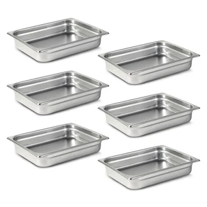 1/2 Hotel Pfannen 2,5 Zoll Tiefe Edelstahl Lebensmittel Pfanne - Anti-Stau 6er Pack Dampf... - Bild 1 von 9