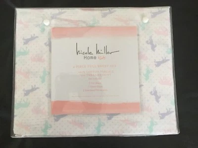 NUEVO NICOLE MILLER Hogar NIÑOS 4 Piezas UNICORNIO COMPLETO Juego de Sábanas Rosa Púrpura Verde Foto 1 de 3