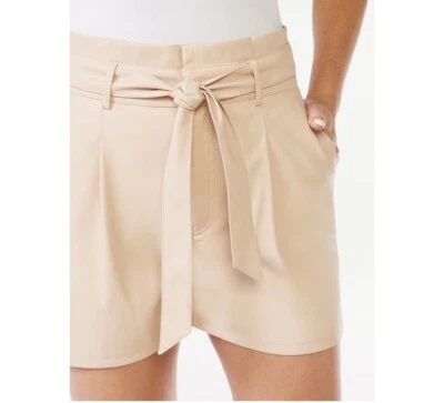 Shorts SOFIA VERGARA Feminino Couro Sintético Cintura Alta Tamanho 16 Bege Novo - Imagem 1 de 4