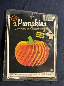 1979 NOS unopened Vintage Beistle Halloween 10” PUMPKIN Honeycomb Tissue Decor - Picture 1 of 2