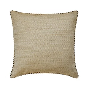Beige Jute Lace & Moroccan Throw Pillow Cover - Jute Weave - Picture 1 of 3