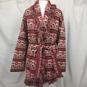 Zara Womens Cardigan Coat Size Large Tribal Print Navajo Jacquard Aztec Blogger - Picture 1 of 21