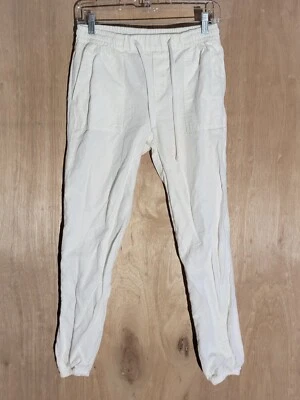vero moda pull on vmanna linen jogger pants womens XS tapered drawstring white - Image 1 of 4