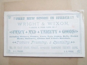 Tarjeta comercial de apertura de negocios 1881 ITHACA NY marcos de tienda de arte, papelería, suministro de arte - Imagen 1 de 2