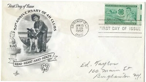 4 '52 FDCs 50th Anniv 4H, 50 years AAA, Commemorating NATO B4, Marq de Lafayette - Picture 1 of 4