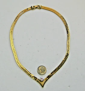 Collar de espiga chapado en oro con estrás - Imagen 1 de 3